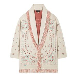 ALANUI Alanamu Jacquard Knit Cardigan with Fringe Women NUDE & NEUTRALS Sweaters